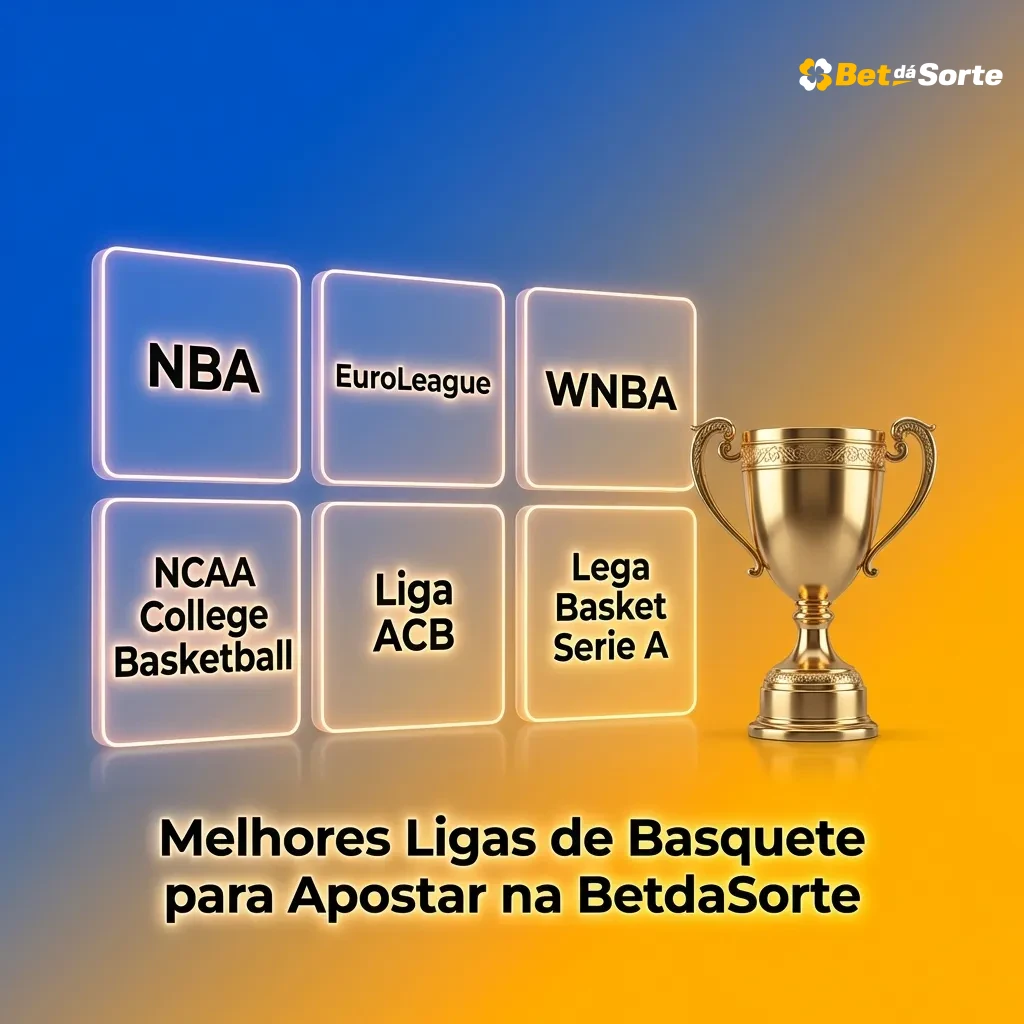 Ligas de basquete, incluindo NBA, NBB, Euroliga e NCAA, são exibidas na interface da plataforma de apostas BetdaSorte.